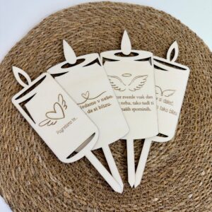 Komplet lesenih sveč z gravuro – trajen spomin