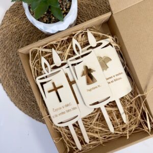 Komplet lesenih sveč z gravuro – trajen spomin