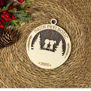 Leseni božični okrasek – “Najin prvi božič”