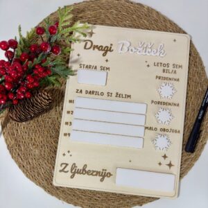 Lesena božična tabla za pisanje Božičku